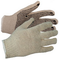 Natural Cotton PVC Latex String Gloves w/ PVC Dots (Medium)